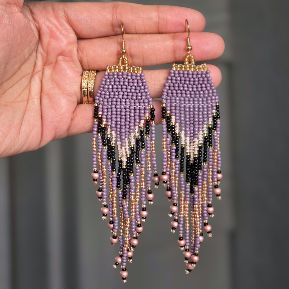 Gia Boho Earrings Handmade Beaded Fringe Chic Jewelry Boheme